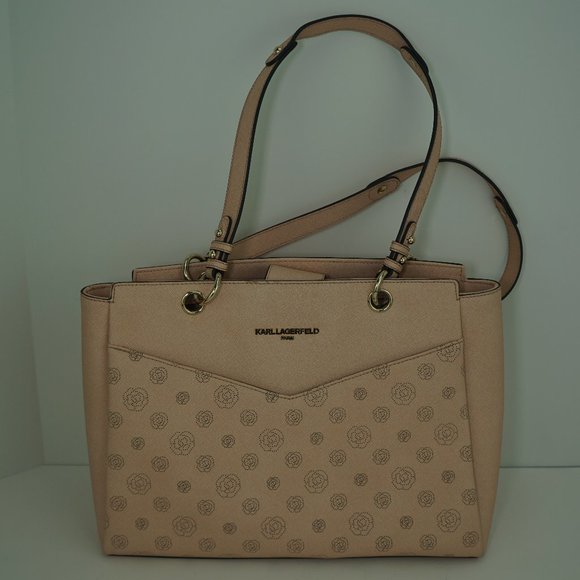 Karl Lagerfeld Paris Floral Textured Leather Tote - Picture 1 of 8